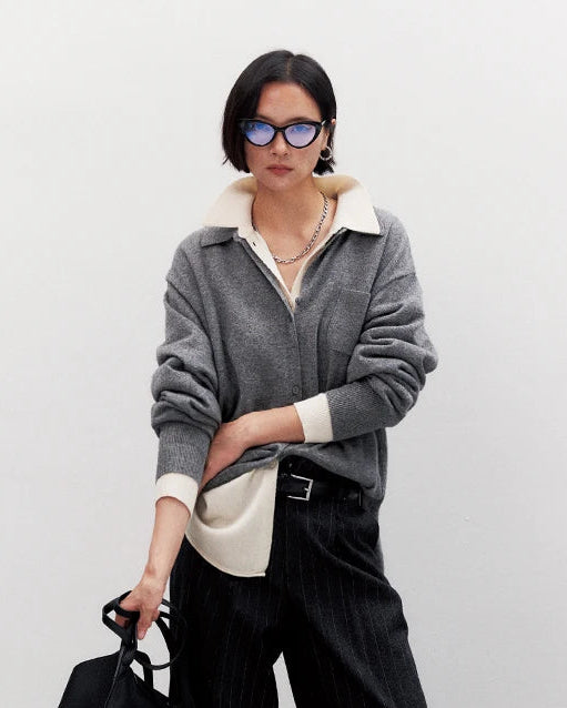 Loose-Fit Mid-Length Knitted Cardigan