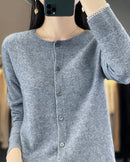 Pure Wool O-Neck Cardigan