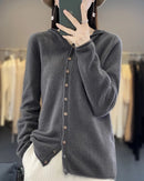 Merino Wool Hooded Cardigan