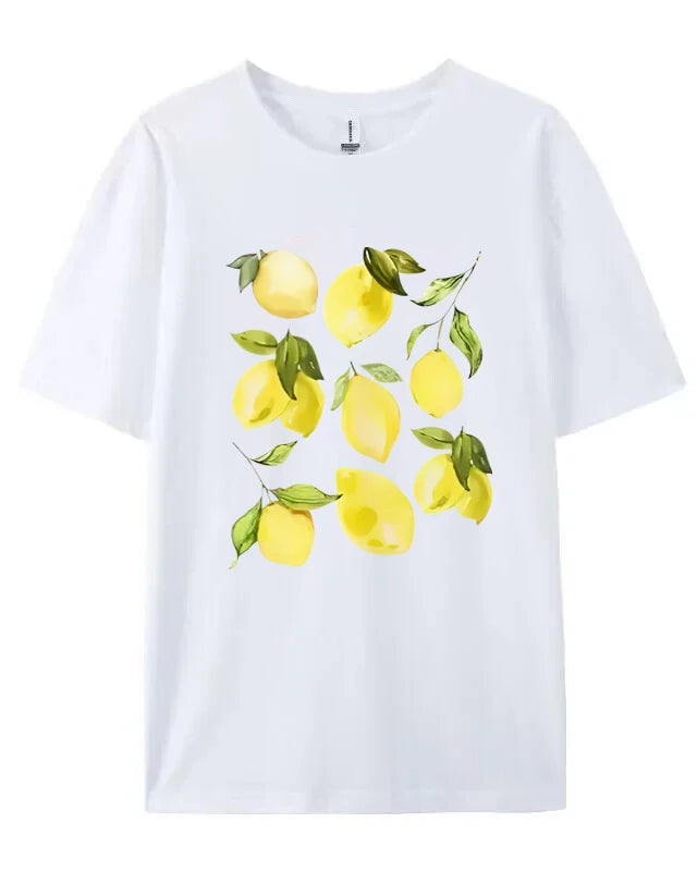 Lemon Print Knit Cotton Tee