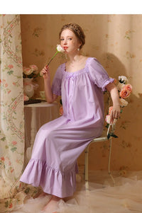 Palace Style Short Sleeve Cotton Pajama Dress