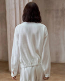 Loose V-Neck Button-Down Long-Sleeved Shirt