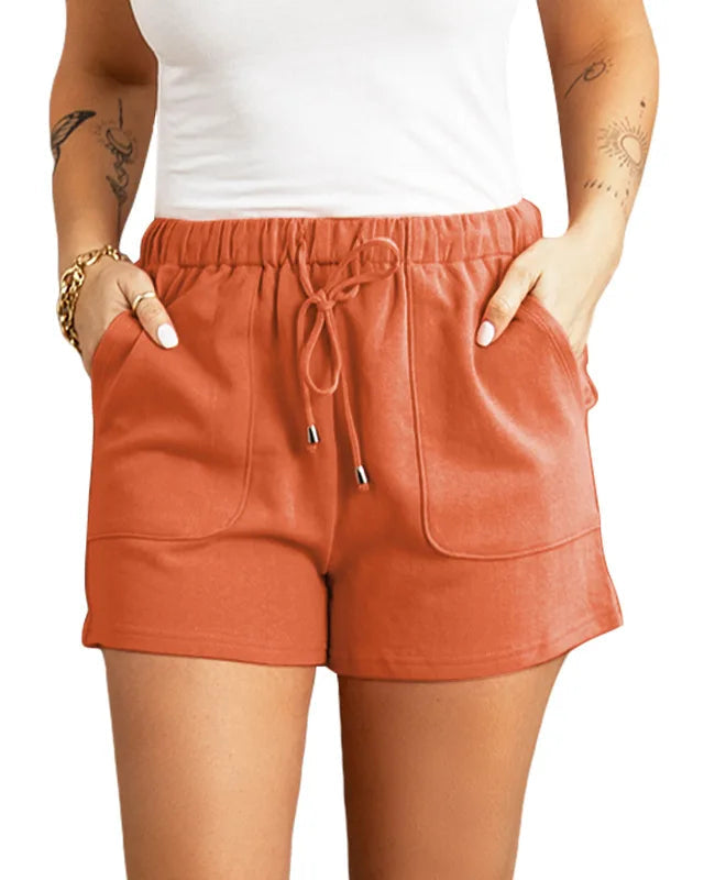 High-Waist Drawstring Casual Shorts