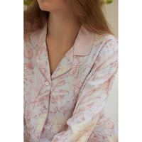Rayon Satin Floral Print Lapel Pajamas