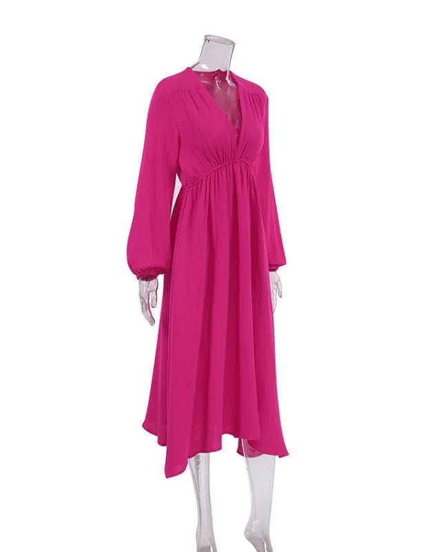 Elegant Long-Sleeved V-Neck Party Beach Dress