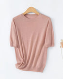 Crew Neck Short-Sleeved Pullover Sweater