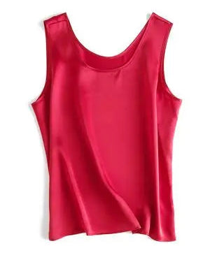 Crew-Neck Sleeveless Silk Top