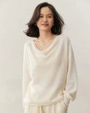 Casual Cashmere Irregular Neckline Sweater