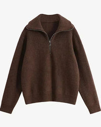 Oversized Knit Turtleneck Zipper Pullover Sweater