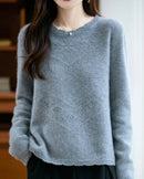 A Openwork knit merino wool crewneck sweater with crewneck, Openwork knit diamond motifs, regular fit, long sleeves and stretch, designed for a cozy winter layering look that pairs from sneakers to  boots.