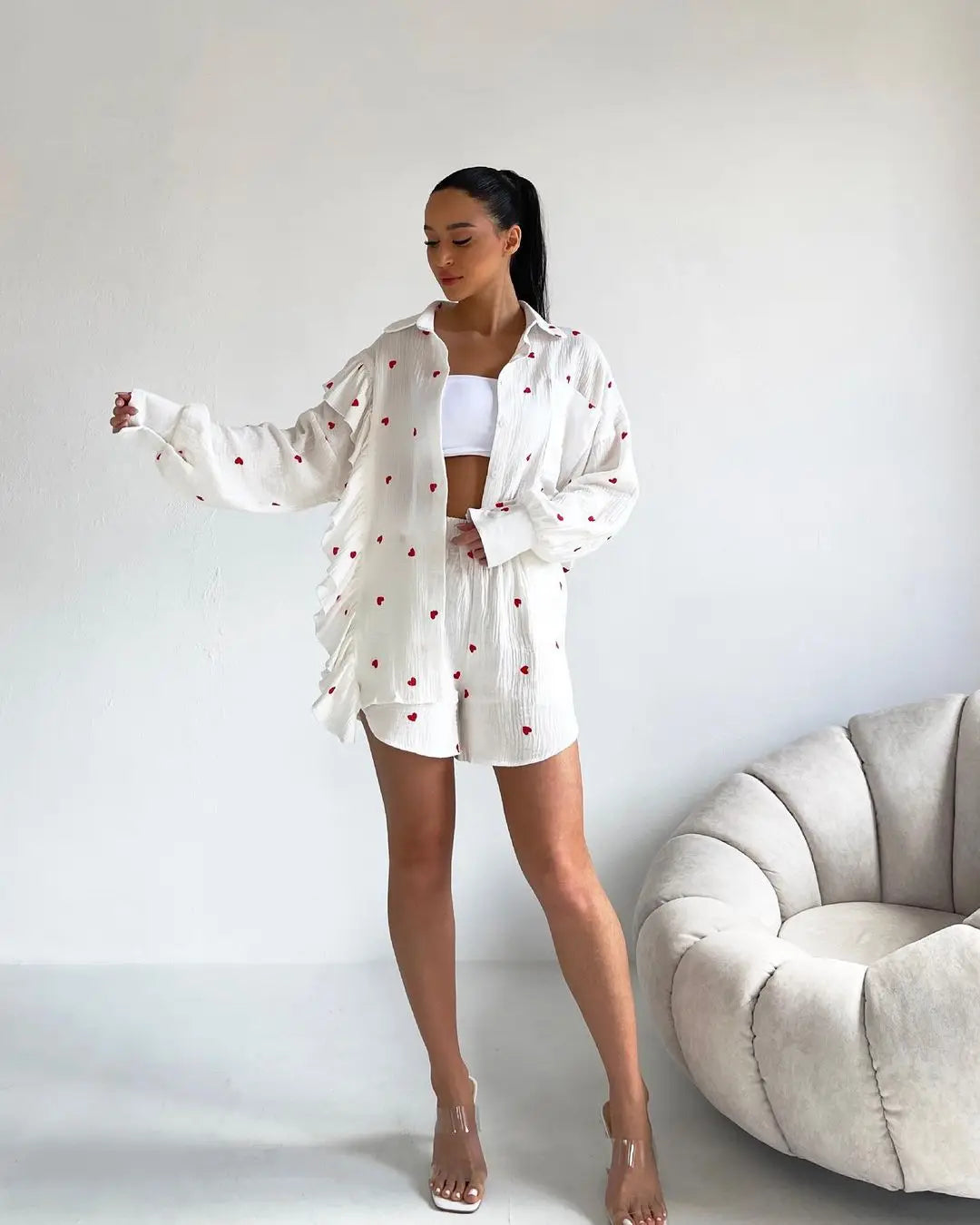 Cotton long sleeves Shirt & Shorts Set
