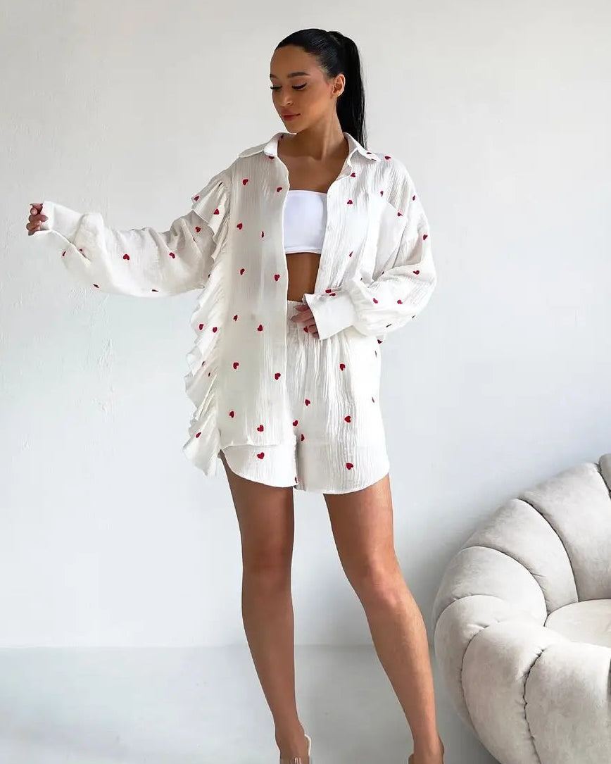 Cotton long sleeves Shirt & Shorts Set