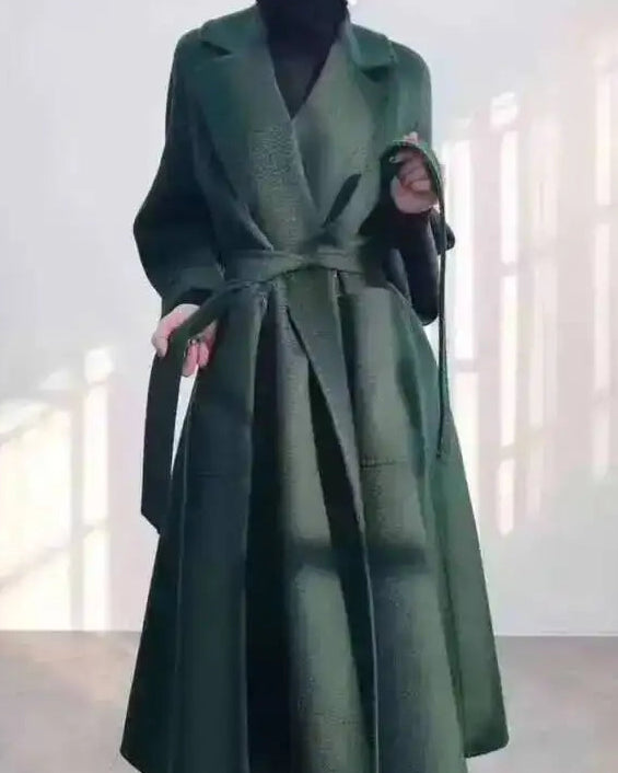 Belted Wool-Blend Wrap Coat