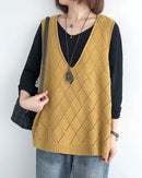 Oversized V-Neck Hollow Knit Vest
