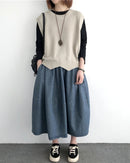 Loose-Knit Cotton Crew-Neck Vest