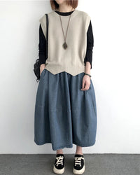 Loose-Knit Cotton Crew-Neck Vest