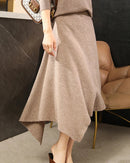 Merino Wool Asymmetric Knit Skirt