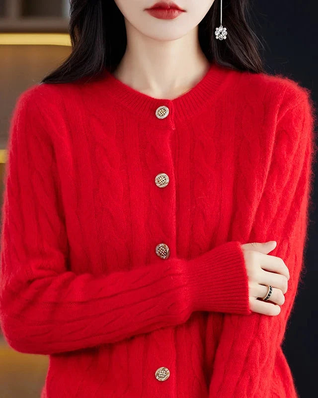 Mink Cashmere Cable Knit Cardigan