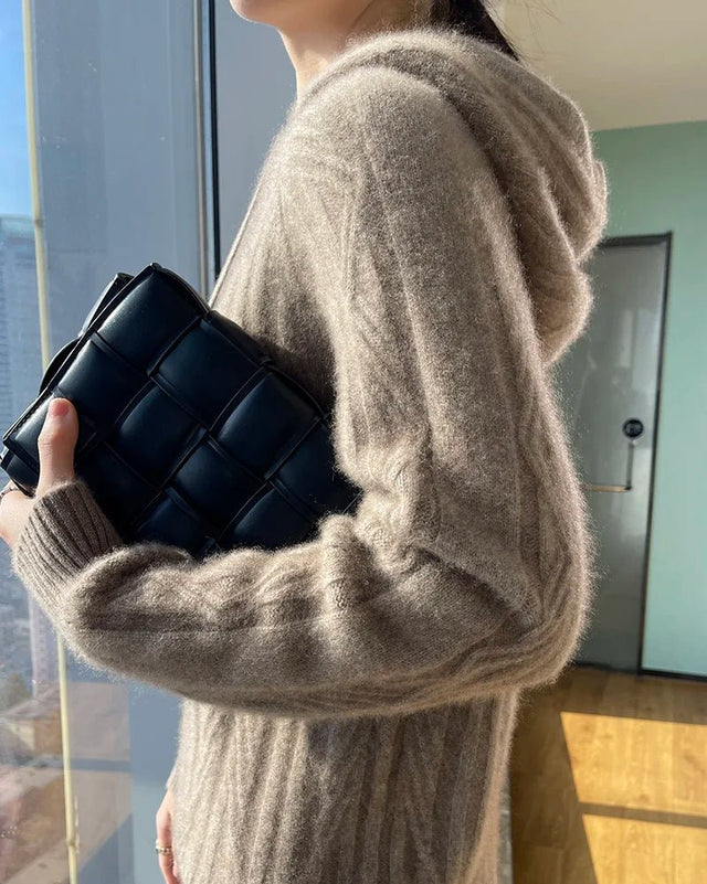 Stylish Wool Knitted Hooded Sweatshirt