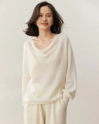 Casual Cashmere Irregular Neckline Sweater