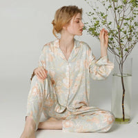 Flowers Print Shirt & Trousers Pajamas Set