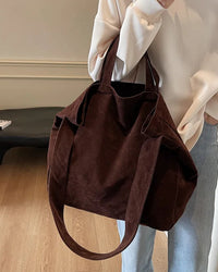Vintage Suede Shoulder Tote Bag