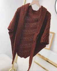 Textured Knit Triangle Shoulder Shawl