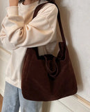 Vintage Suede Shoulder Tote Bag