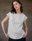 Linen Crew Neck Loose Casual Sleeveless Shirt