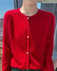 Soft Mink Cashmere O-Neck Cardigan