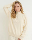 Relaxed-Fit Zip-Up Mock-Neck Sweater