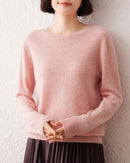 Crew Neck Long-Sleeved Cashmere Knit Sweater
