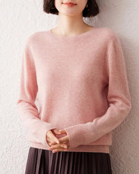 Crew Neck Long-Sleeved Cashmere Knit Sweater