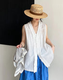 Reversible V-Neck Lettuce Edge Knit Tank Top