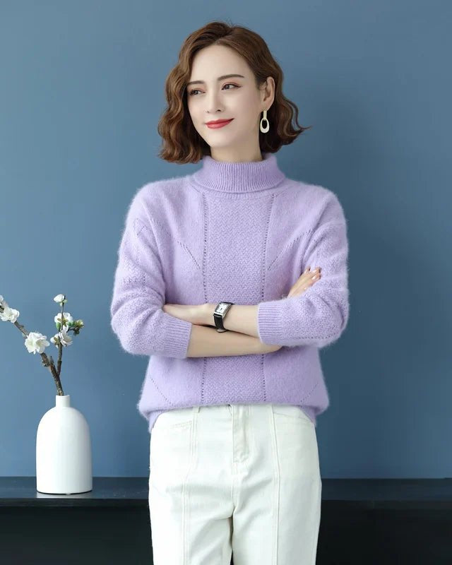 High Collar 100% Mink Cashmere Sweater