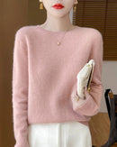 Merino Wool O-Neck Pullover Sweater