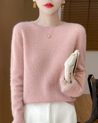 Merino Wool O-Neck Pullover Sweater