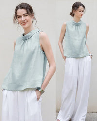 Casual Sleeveless Stand-Up Collar Fashion T-Shirt