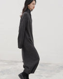 Cashmere Turtleneck Loose Knit Maxi Dress