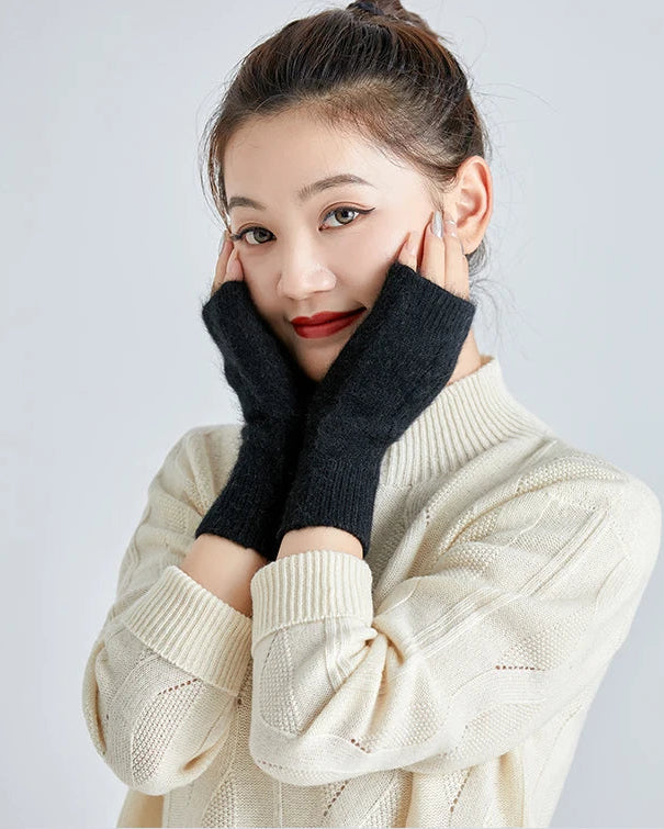 Soft Knit Wrist Warmers Thumb-Hole Mittens