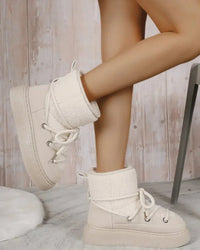 Lace-Up Flannel Mid-Calf Snow Boots