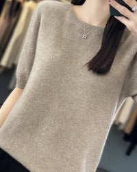 Extrafine Merino Wool Short-Sleeve Sweater