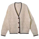 Color Block Crocheted 100% Cashmere Knit Cardigan