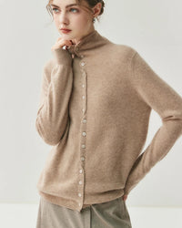 Cashmere Reversible Turtleneck Cardigan Sweater