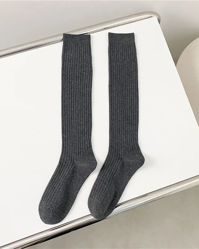 Preppy Knee-High Cotton Socks