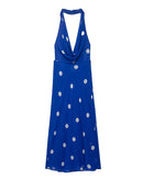 Polka Dot Swinging Collar Backless Maxi Dress