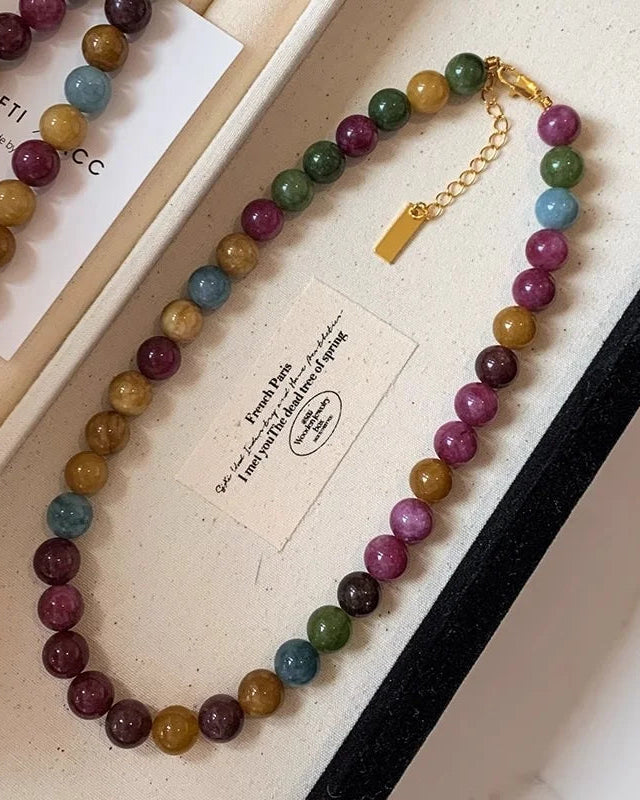 Natural Tourmaline Beaded Necklace