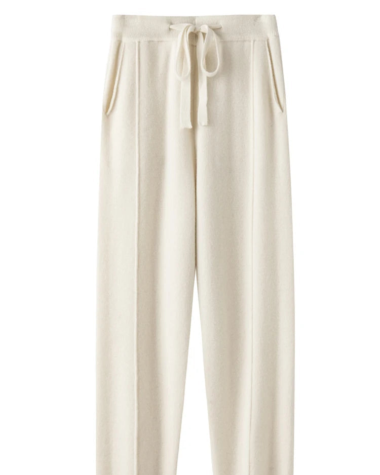 Wool Blend Wide-Leg Knit Pants