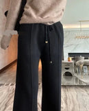 Cotton Wool Wide-Leg Knit Pants