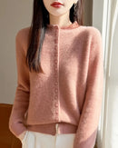 Mock Neck Merino Wool Cardigan
